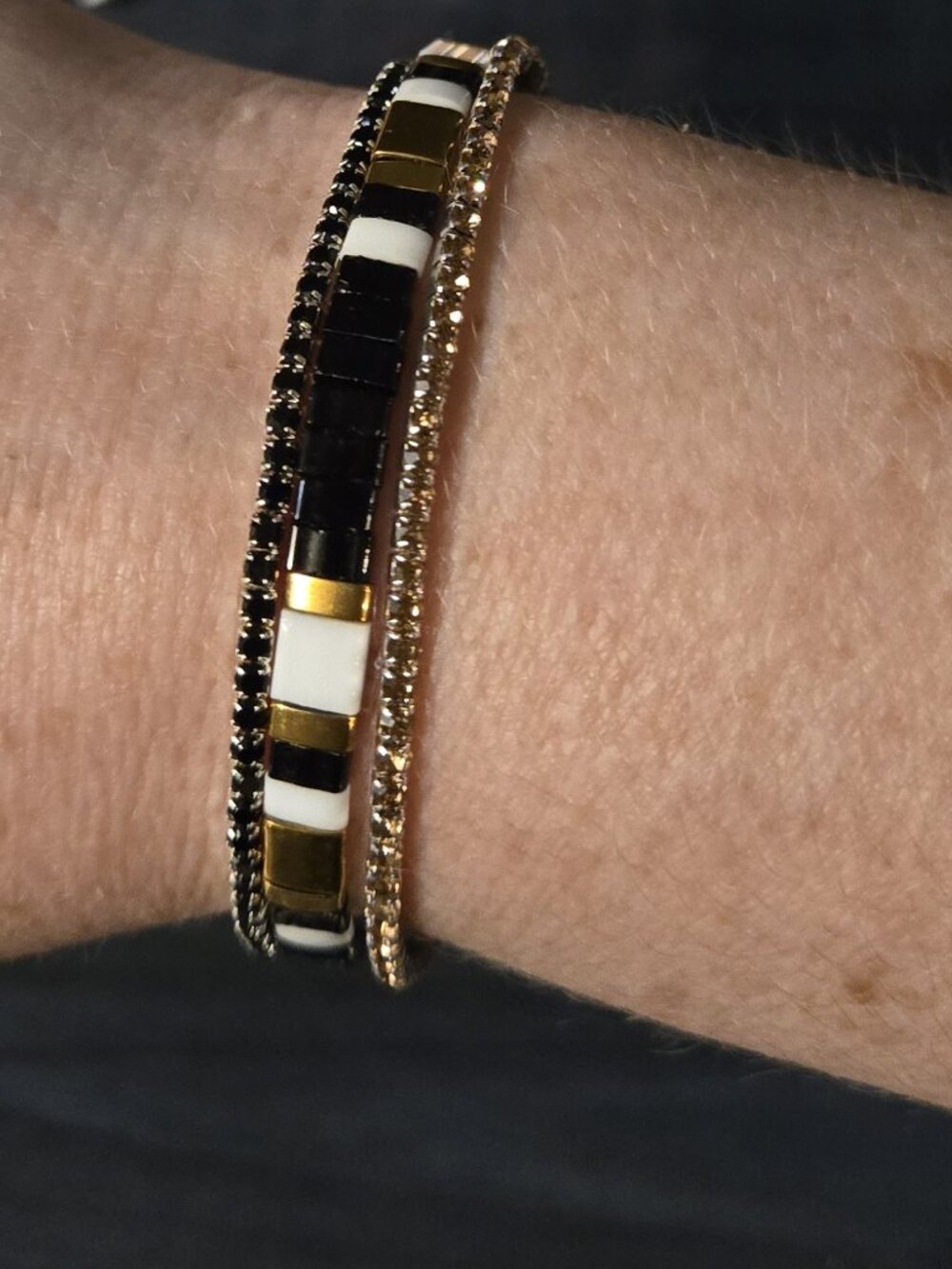 New Set of 3 Tila bead and strass Bracelets